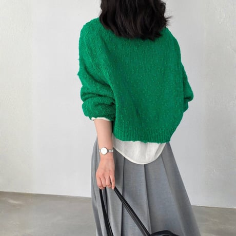 textured v-neck knit pullover　MA1768