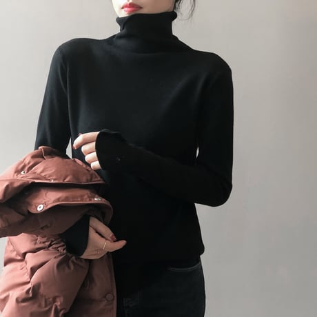 sleeve button turtleneck knit　MA1315