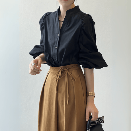 band collar puff sleeve blouse　MA1623