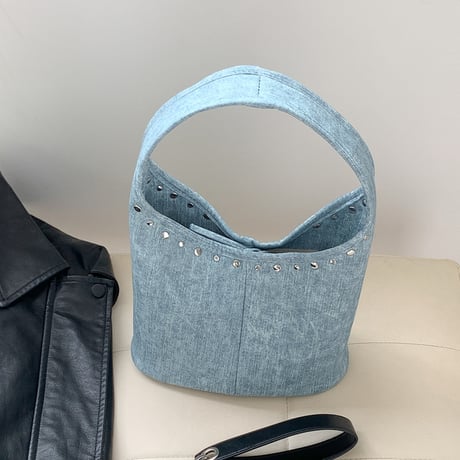 line studded one handle bag　MA1898