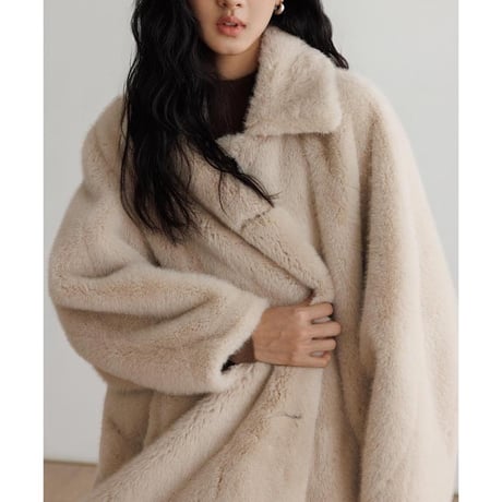 faux fur fluffy long coat　MA1328