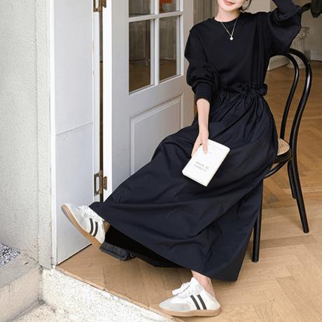 linen comfort drawstring dress　MA1533