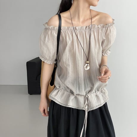 off shoulder puff sleeve drawstring blouse　MA1973