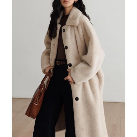 faux fur fluffy long coat　MA1328