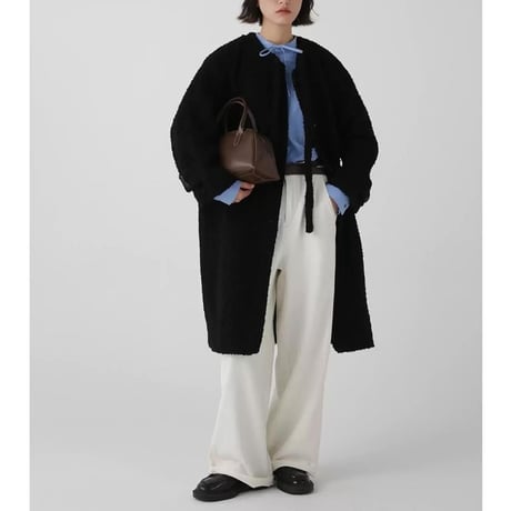 ribbon neck wool coat　MA1333