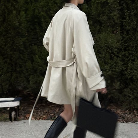 retro drape lapel oversized trench coat　MA1883
