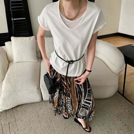 fake layered v neck short sleeve t　MA1955