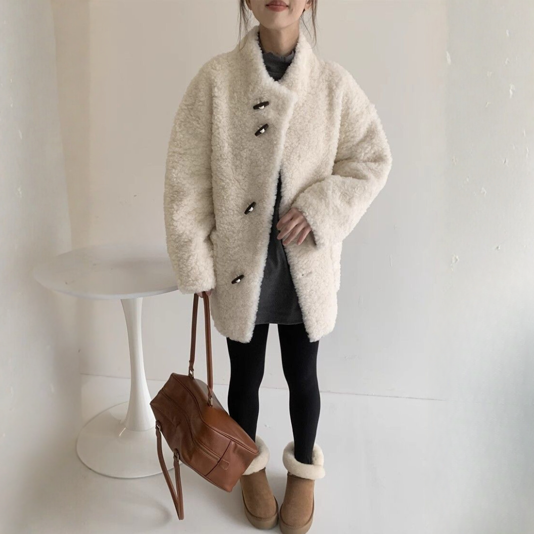 シャーリーテンプル・うさぎボアコート・オフ白・M115-130・新品タグ wool toggle shearling coat MA1679 | MaiA