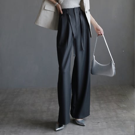 high waist ribbon wide trousers　MA1674