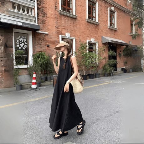 open‑back flare maxi dress　MA1583