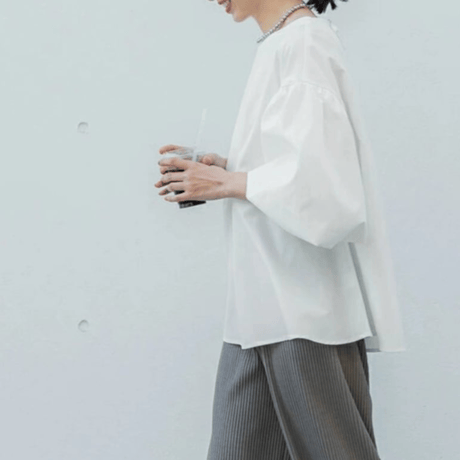 puff-sleeve back-ribbon feminine blouse　MA1644