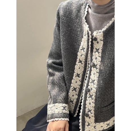 design lace collarless jacket　MA1145