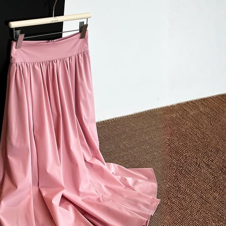 smooth texture flare midi skirt　MA1864