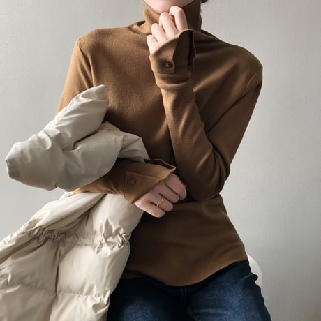 sleeve button turtleneck knit　MA1315