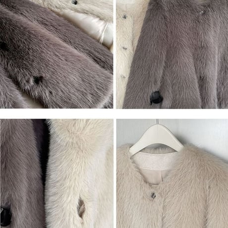 fluffy collarless jacket　MA1292