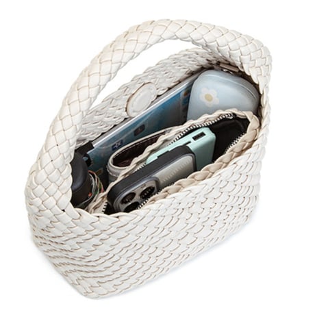 woven pattern leather tote bag with pouch　MA1892