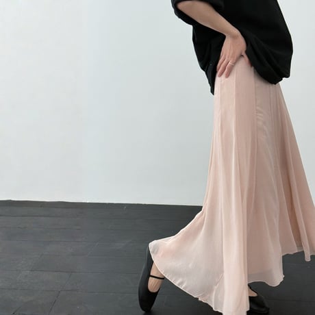 chiffon textured long midi skirt　MA1862