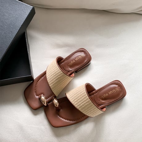 metal clip square toe sandal　MA1959