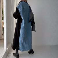 oversized denim panel sweatshirt dress　MA1845