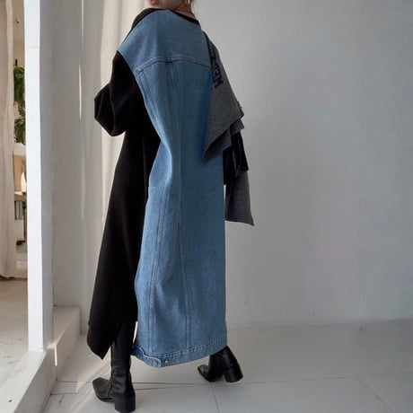 oversized denim panel sweatshirt dress　MA1845