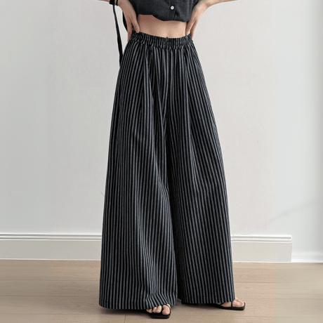 linen blend stripe widepants　MA1578