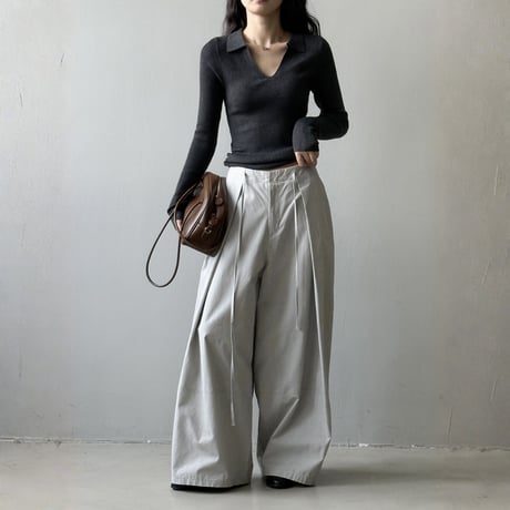 deep v-collar rib knit top　MA1654