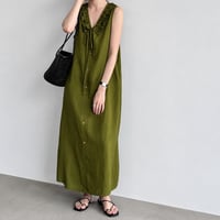 frill collar ribbon sleeveless onepiece/2color　MA1987