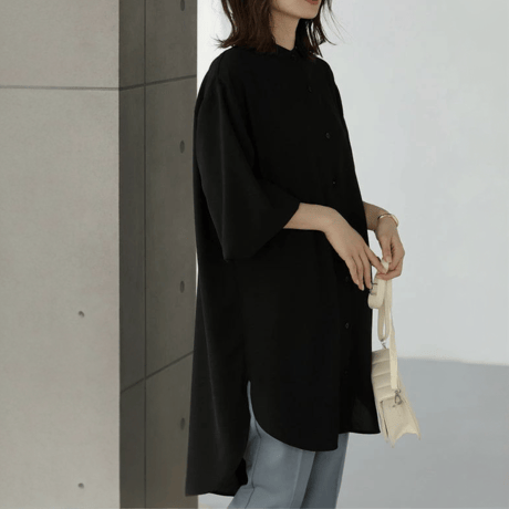 side-slit puff sleeve shirt dress　MA1642
