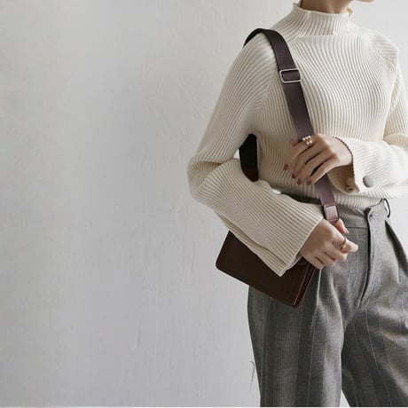 button sleeve half turtleneck knit　MA1666