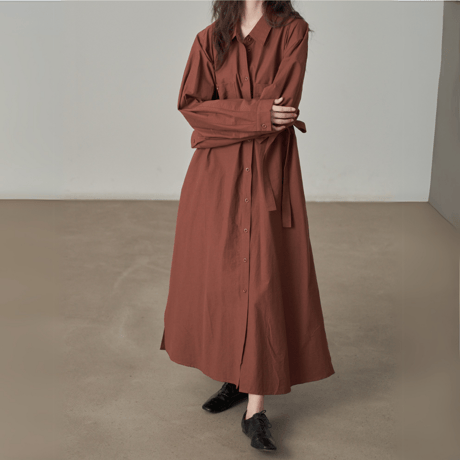 loose shirt dress with waist belt　MA1392