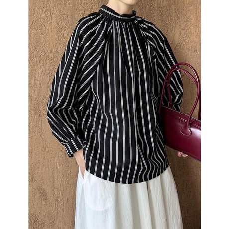 ribbon striped 2way blouse　MA1184