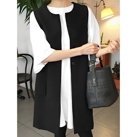 side button long gilet　MA1353