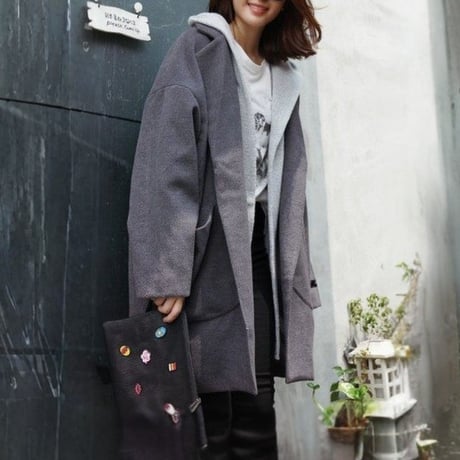 hooded layered loose coat　MA1751