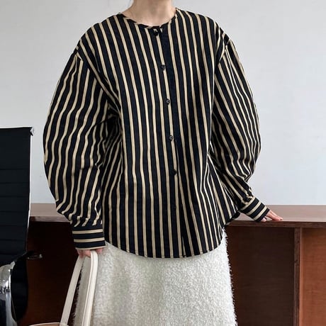 stripe relax round shirt　MA1175