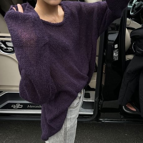 wide neck knit pullover　MA1319