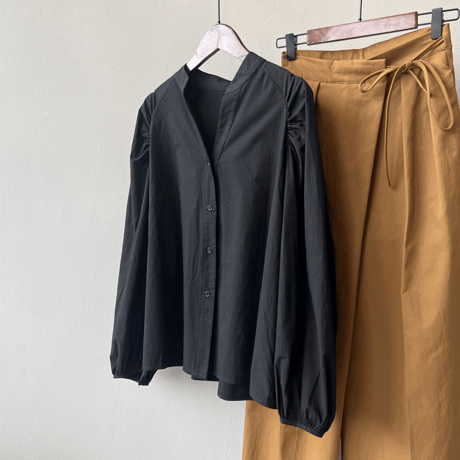 band collar puff sleeve blouse　MA1623