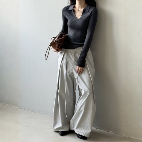 deep v-collar rib knit top　MA1654