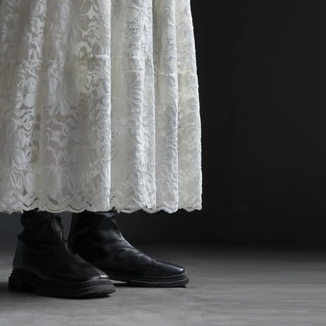 embroidered lace midi flare skirt　MA1831