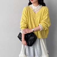 textured v-neck knit pullover　MA1768