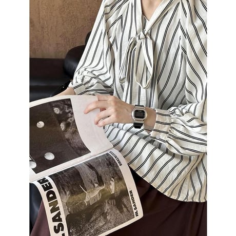 ribbon striped 2way blouse　MA1184