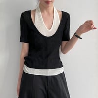 fake layered halter neck knit tops　MA1956