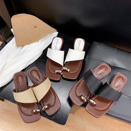 metal clip square toe sandal　MA1959
