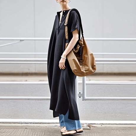 button neck long shirt dress　MA1823