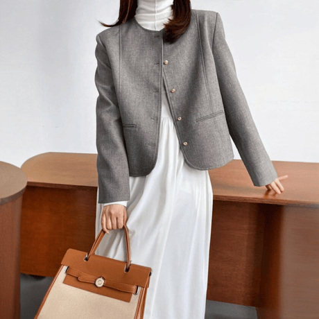 round neck collarless jacket　MA1154