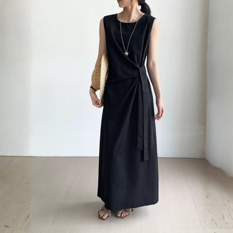 side ribbon sleeveless onepiece　MA1971