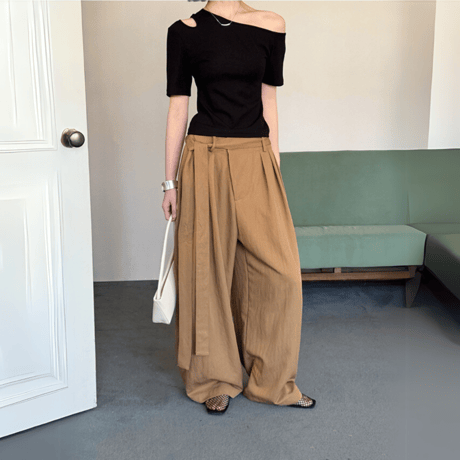 belted volume line pants　MA1532