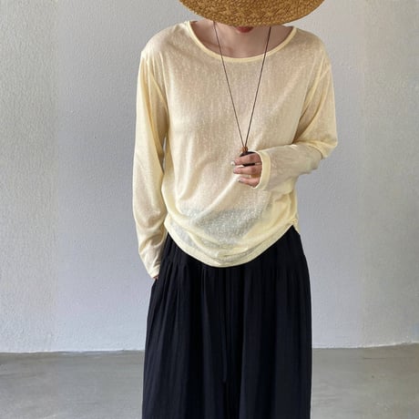 back button sheer long sleeve tops　MA1977