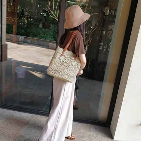 lace flower tote bag with pouch　MA1890