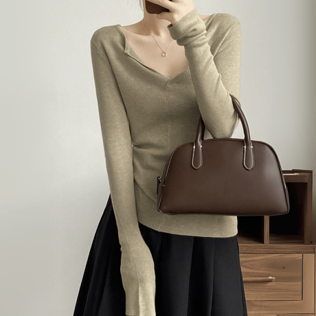french v-neck open long sleeve knit　MA1631