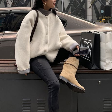 fleece collarless blouson　MA1295